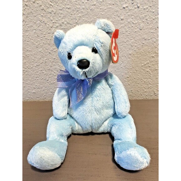 TY Lani Beanie Baby Plush Toy Light Blue Bear w/ Silver Flecks Vintage 2004 - Picture 2 of 13
